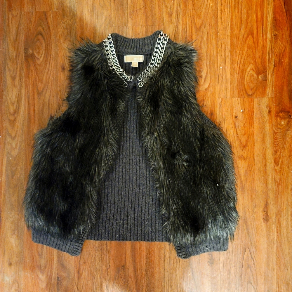 Michael Kors Faux Fur Grey Vest M